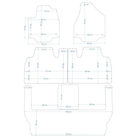 Chrysler Pacifica II Hybrid od 2017r. - 3 rzędy  -  Dywaniki welurowe w jakości Platinum - na Zamówienie kolory do wyboru.