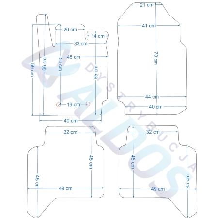 Ford Ranger V Double Cabin 05.2013-2022r. Dywaniki gumowe GLEDRING.